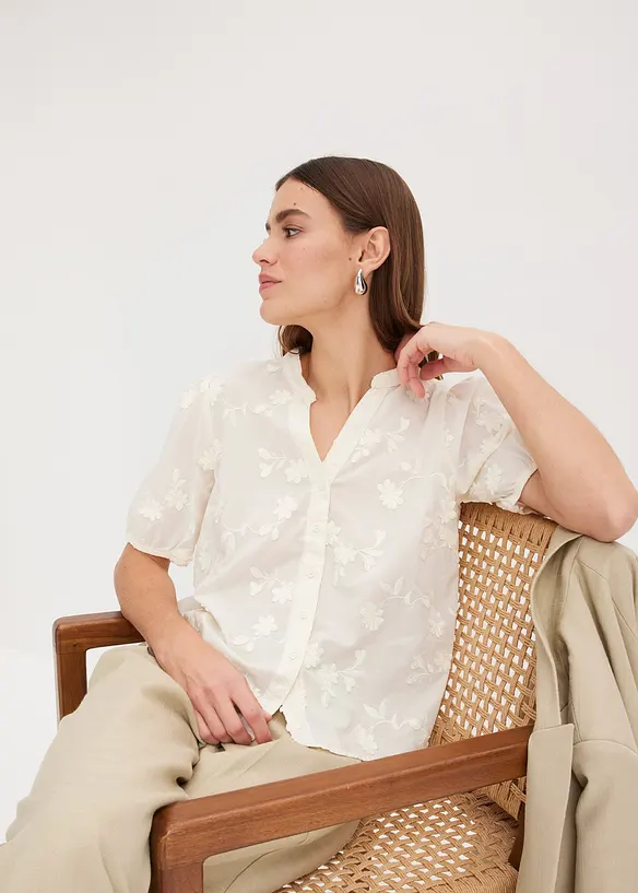 Blouse met korte mouw van katoen, bonprix