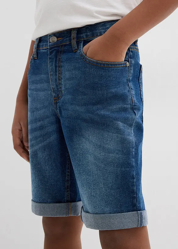 Stretch jeans bermuda met verstelbare band, slim fit, bonprix