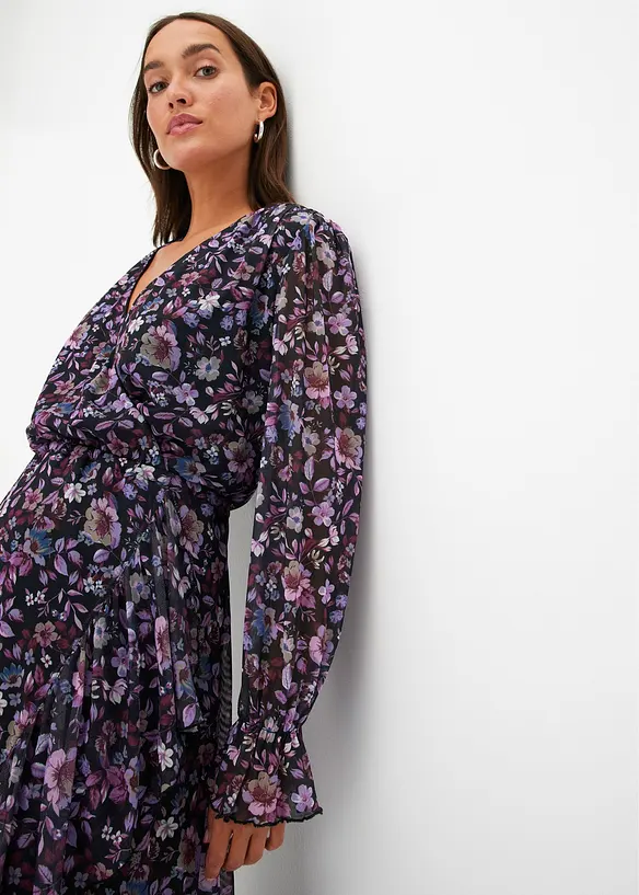 Mesh jurk met bloemenprint, bonprix