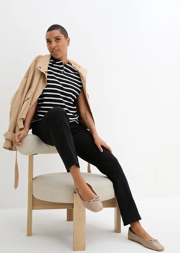 Bengaline stretch broek met comfortband, straight, bonprix
