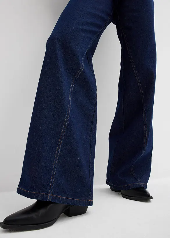 Wide leg jeans, high waist, low stretch, bonprix
