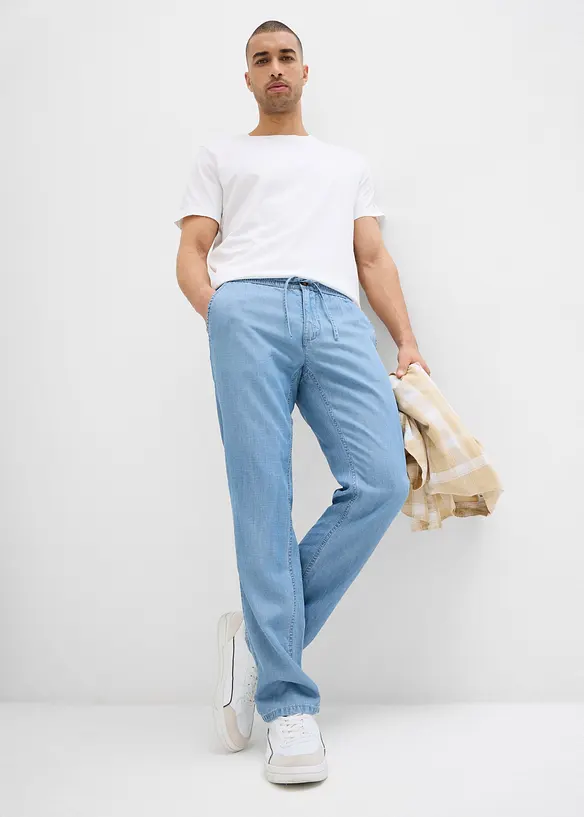 Instapjeans met linnen regular fit, straight, bonprix