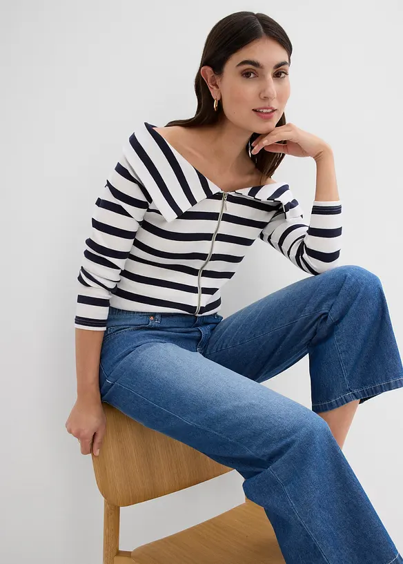 Straight jeans mid waist, low stretch cropped, bonprix