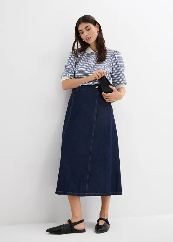 Spijkerrok in wikkellook, super soft, bonprix