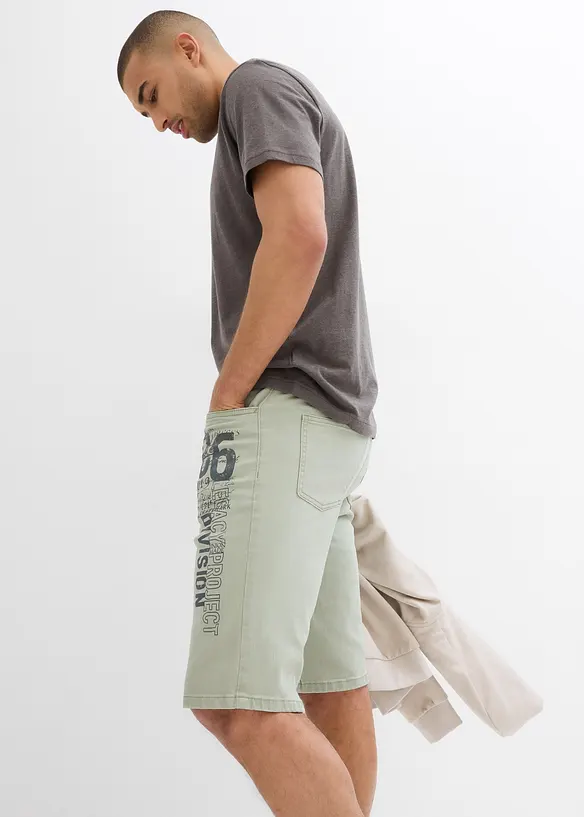 Jeans bermuda met print, regular fit, bonprix
