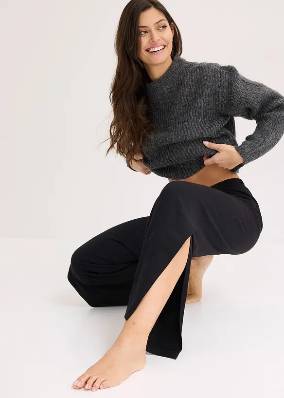 Loungewear broek met zijsplit, bonprix