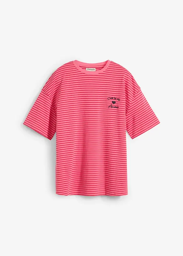 Gestreept T-shirt met borduursel, bonprix