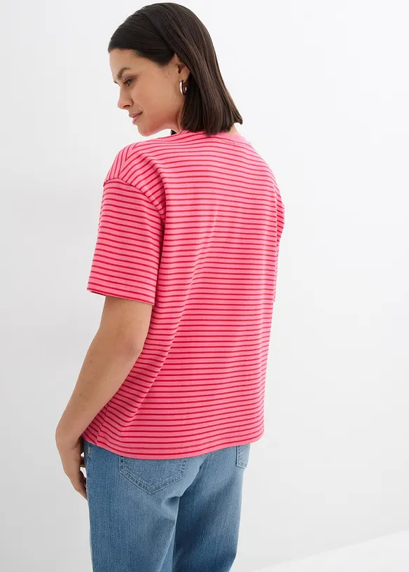 Gestreept T-shirt met borduursel, bonprix