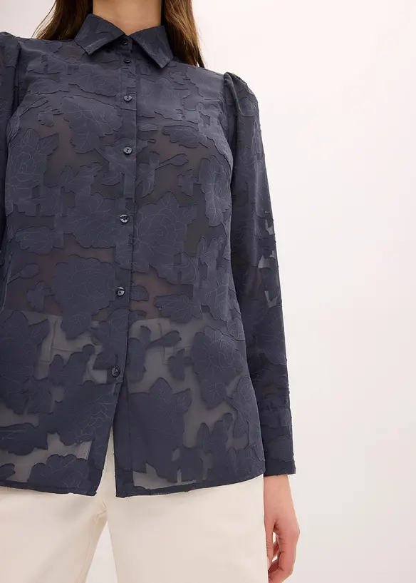 Blouse van jaquard chiffon, bonprix