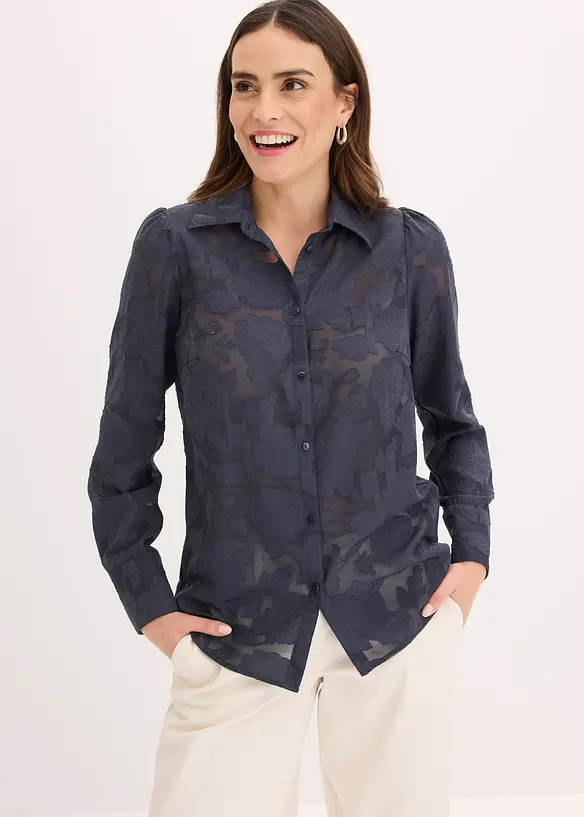Blouse van jaquard chiffon, bonprix