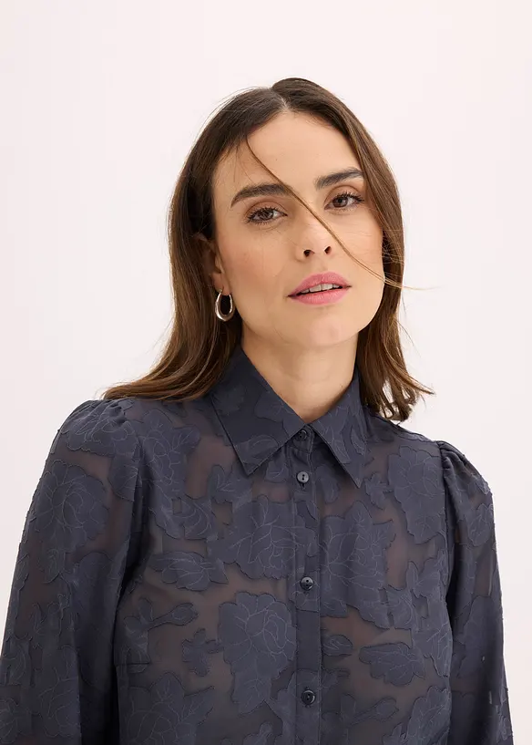 Blouse van jaquard chiffon, bonprix