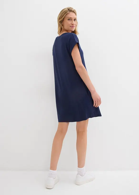 Jersey jurk met borduursel van een vicose-elastanmix, bonprix