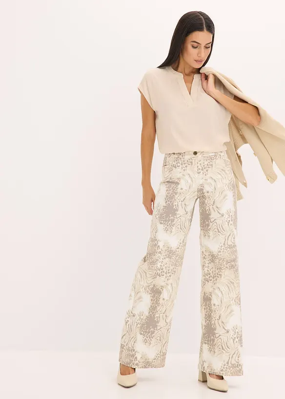 Wijde twill broek, bonprix