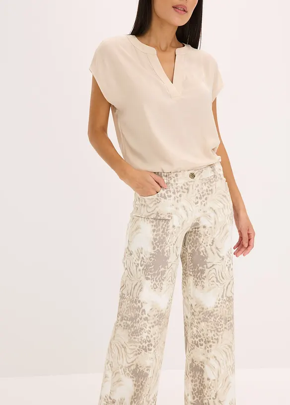 Wijde twill broek, bonprix