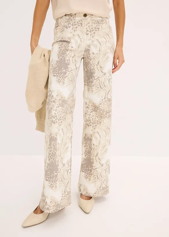 Wijde twill broek, bonprix