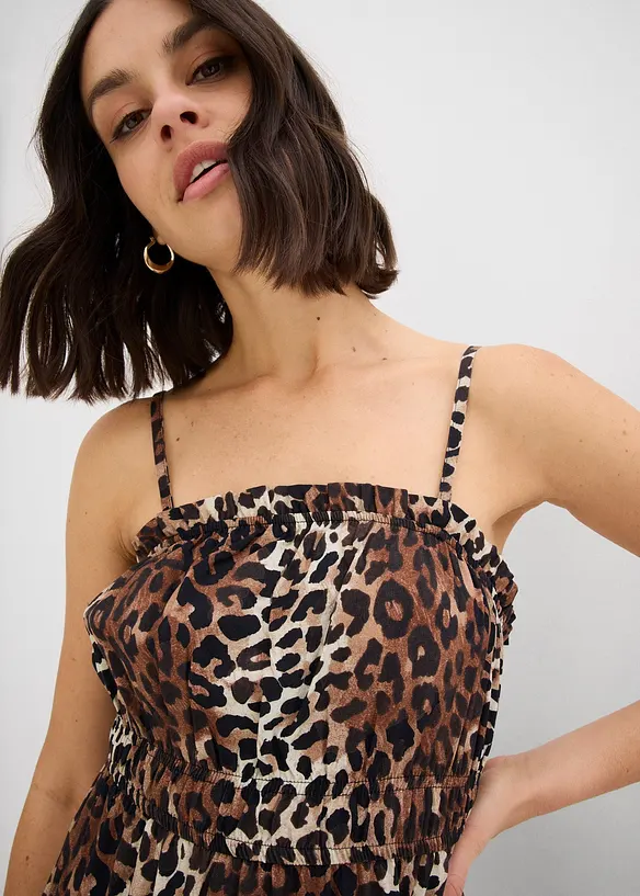 Jurk met spaghettibandjes van soepel vallende viscose, bonprix