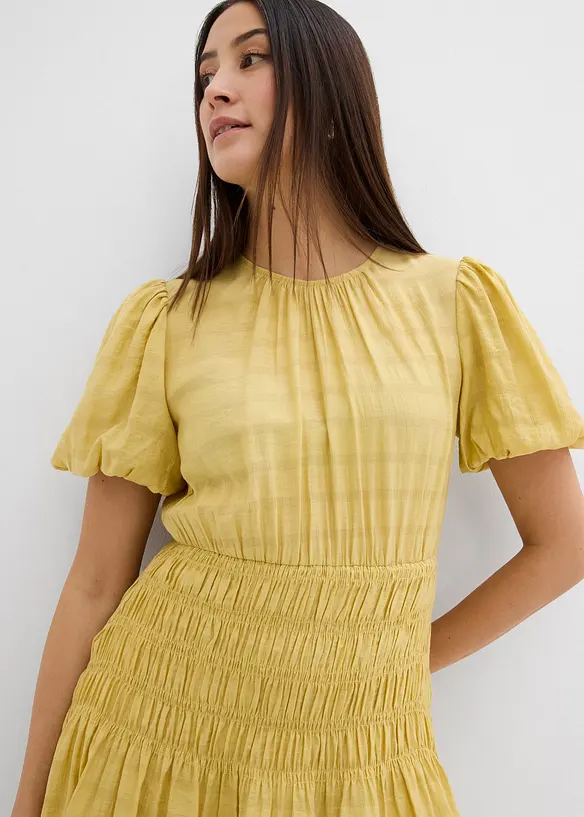 Mini jurk met gesmokt inzetstuk, bonprix