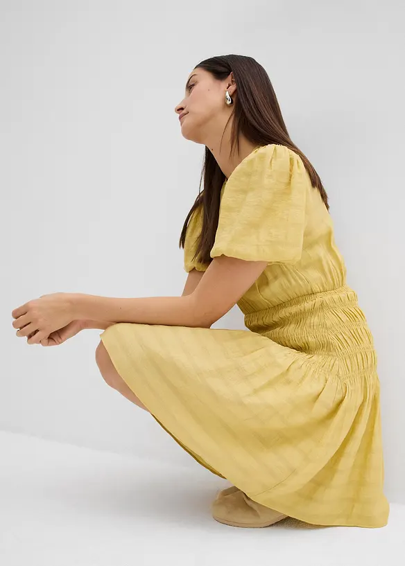 Mini jurk met gesmokt inzetstuk, bonprix