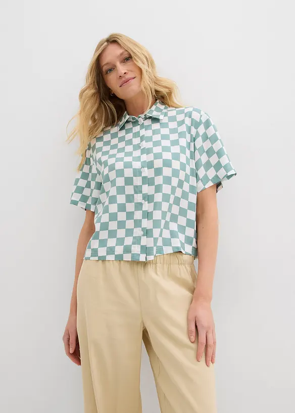 Geruite blouse met korte mouwen, bonprix