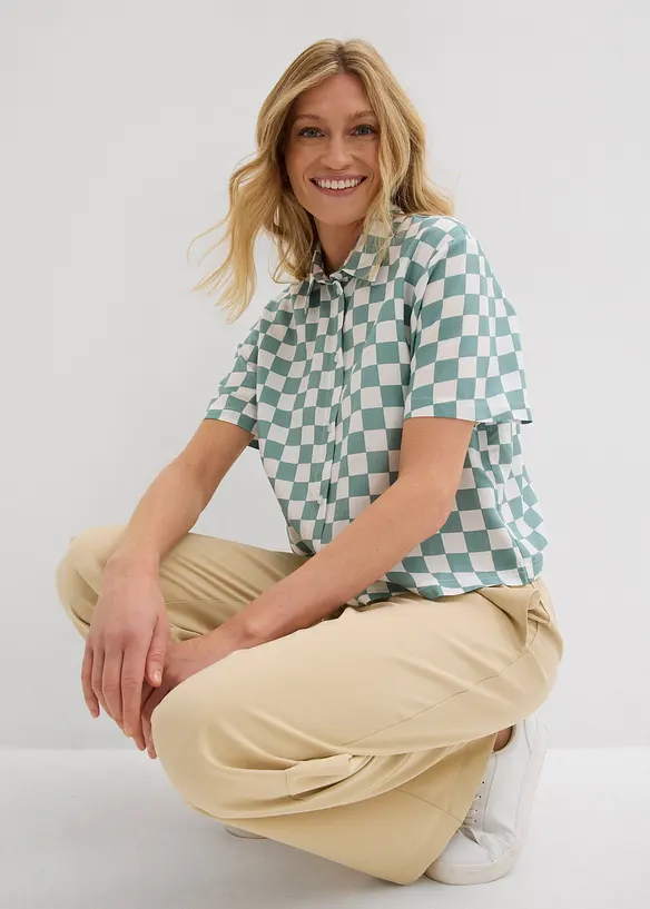 Geruite blouse met korte mouwen, bonprix