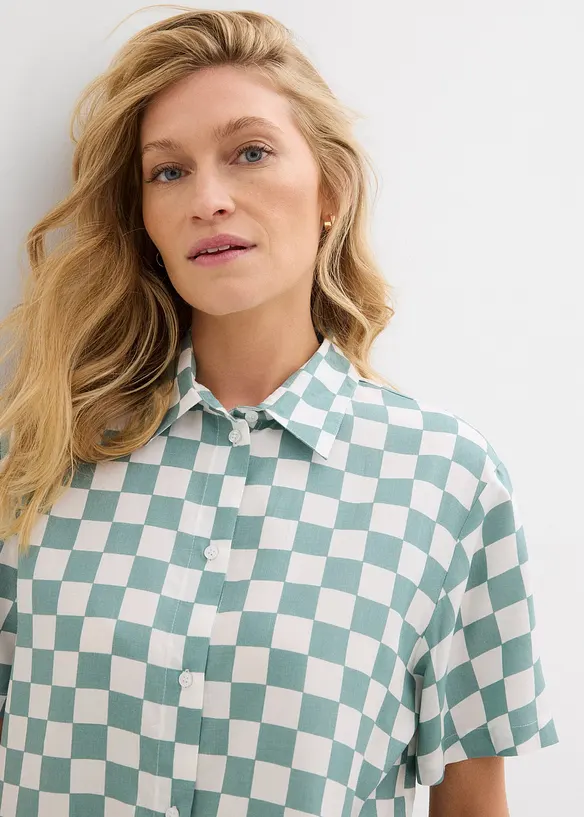 Geruite blouse met korte mouwen, bonprix