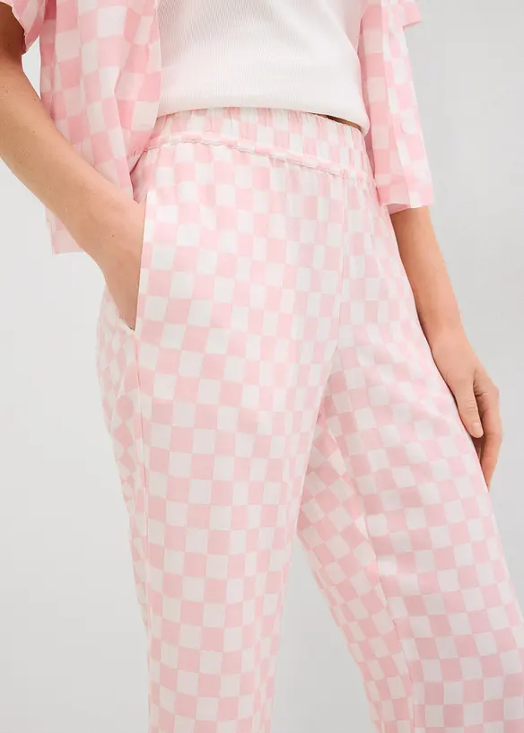 Geruite Marlene Dietrich broek van soepele viscose, bonprix