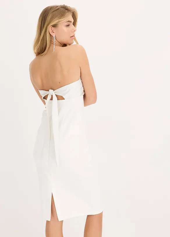 Strapless jurk met glanzend satijn, bonprix