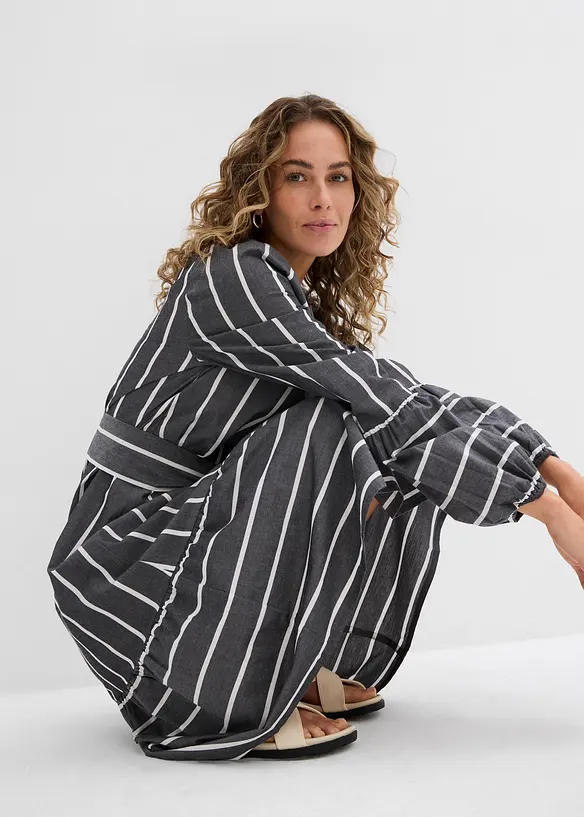 Gestreepte midi jurk van puur katoen, bonprix