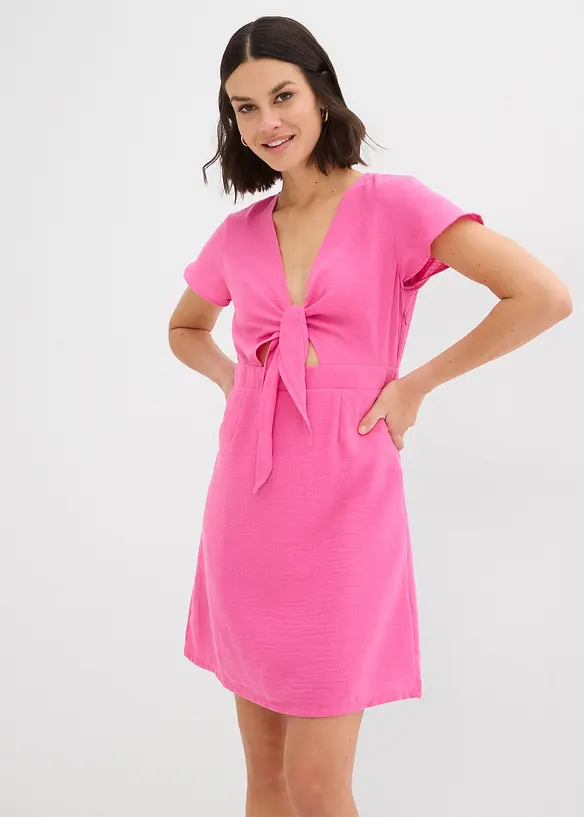 Mini jurk met een knoop onder aan de V-haks, bonprix