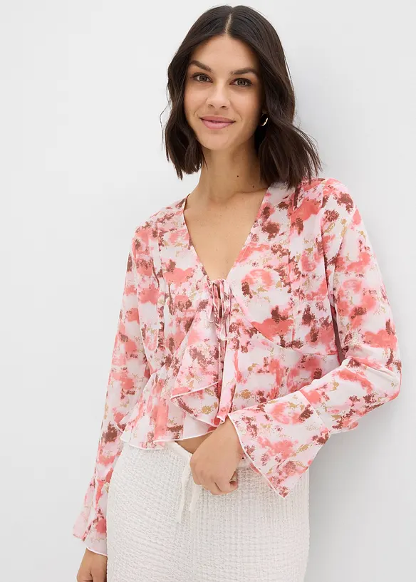 Chiffon blouse met volants, bonprix