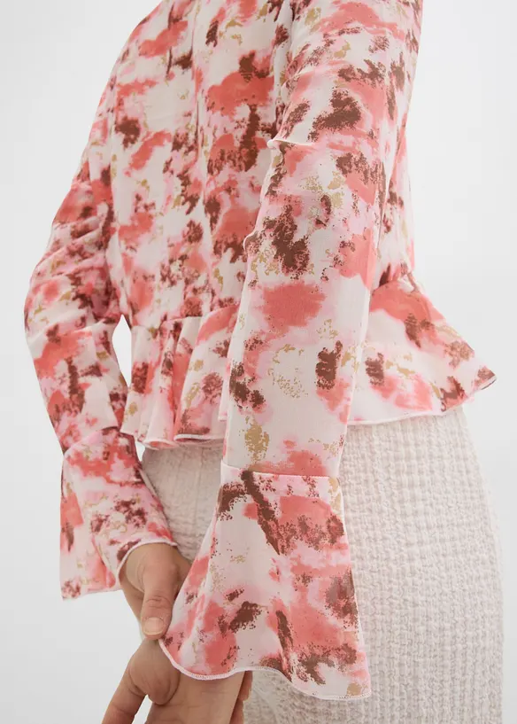 Chiffon blouse met volants, bonprix