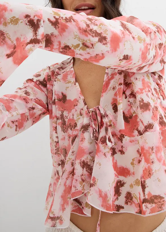 Chiffon blouse met volants, bonprix