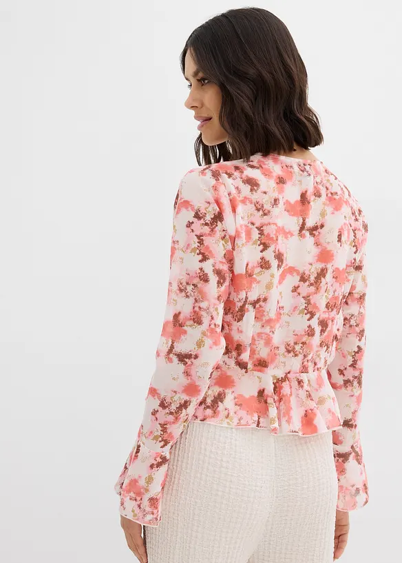 Chiffon blouse met volants, bonprix
