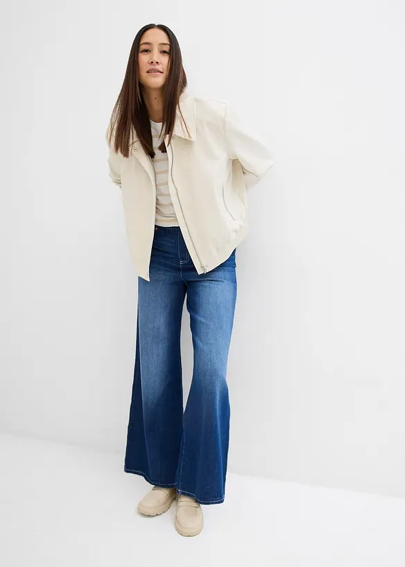 Wide leg jeans, mid waist, comfortabele band, bonprix