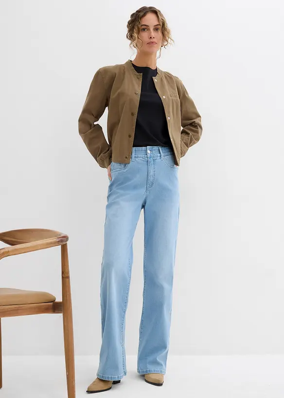 Straight jeans, high waist, split, bonprix