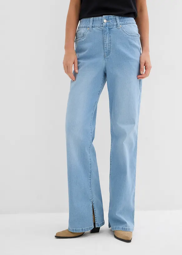 Straight jeans, high waist, split, bonprix