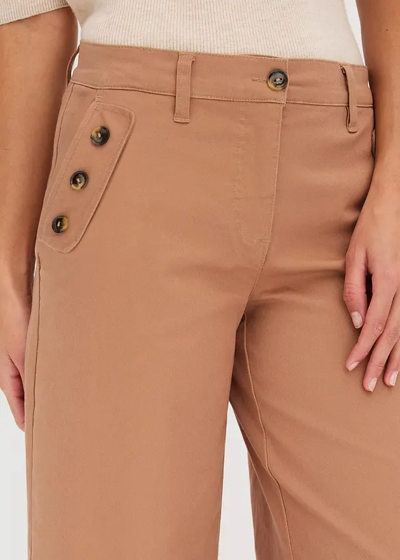 Twill broek met sierknopen, bonprix