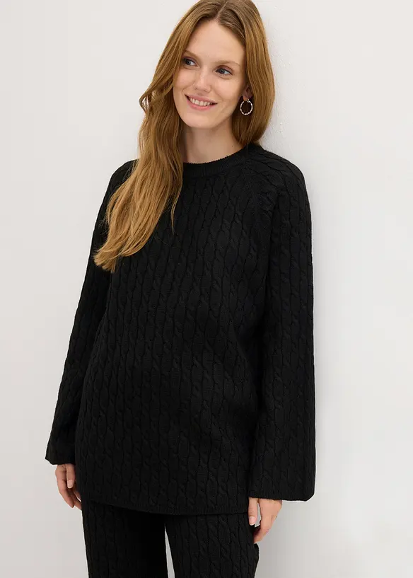 Oversized trui met kabelpatroon, bonprix