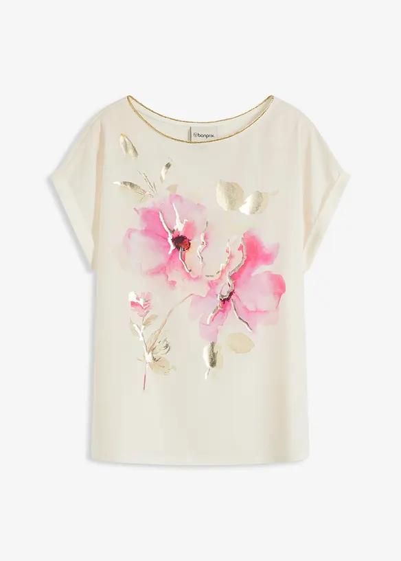Shirt met geweven inzetstuk, bonprix
