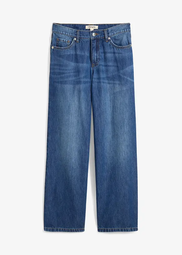 Baggy jeans mid waist super soft, cropped, bonprix