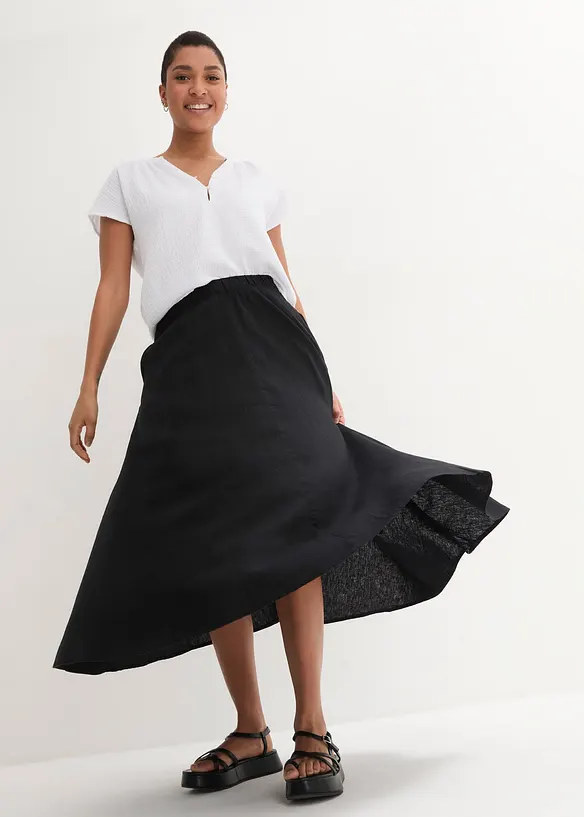 Midirok van een soepele linnenmix, bonprix