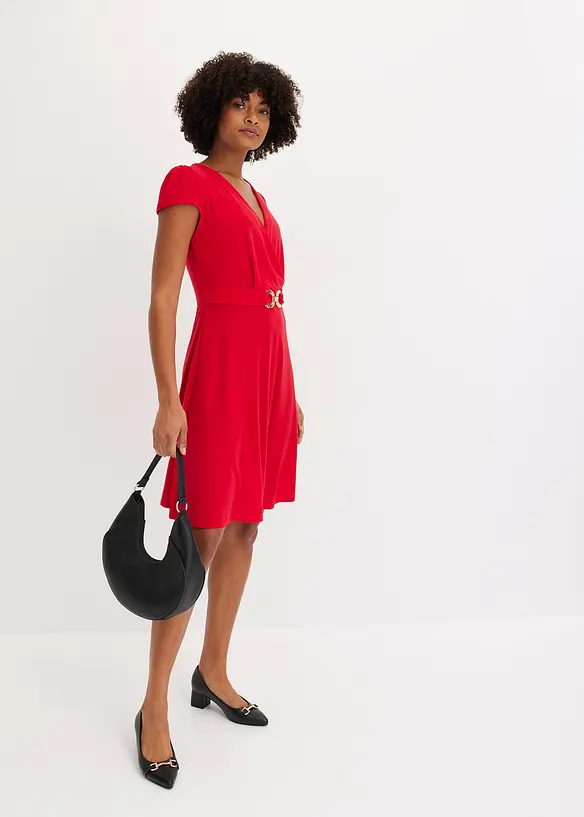 Jersey jurk met gesp, bonprix