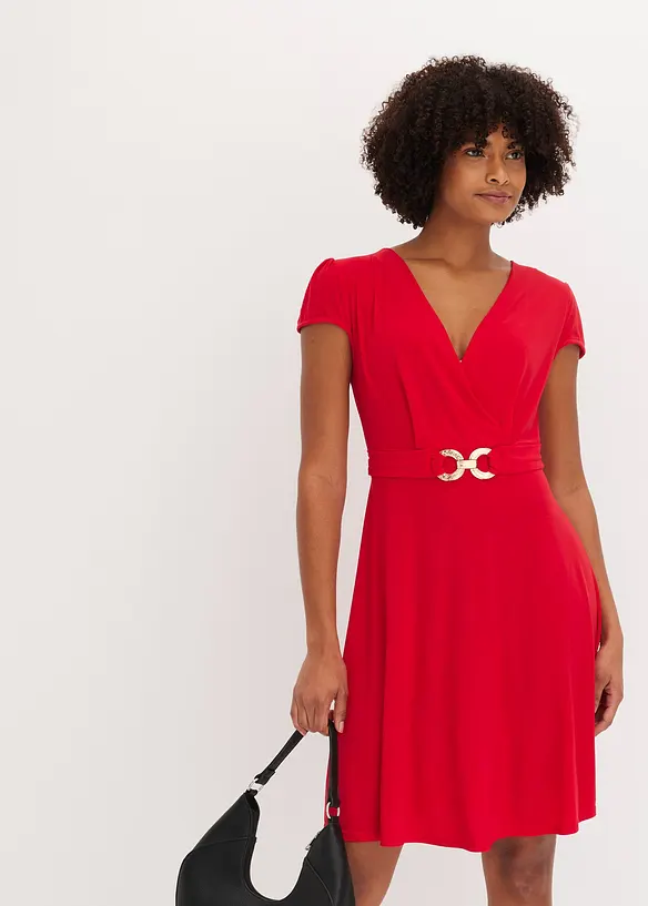 Jersey jurk met gesp, bonprix