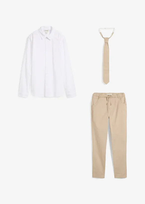 Chino, overhemd en stropdas (3-dlg. set), bonprix