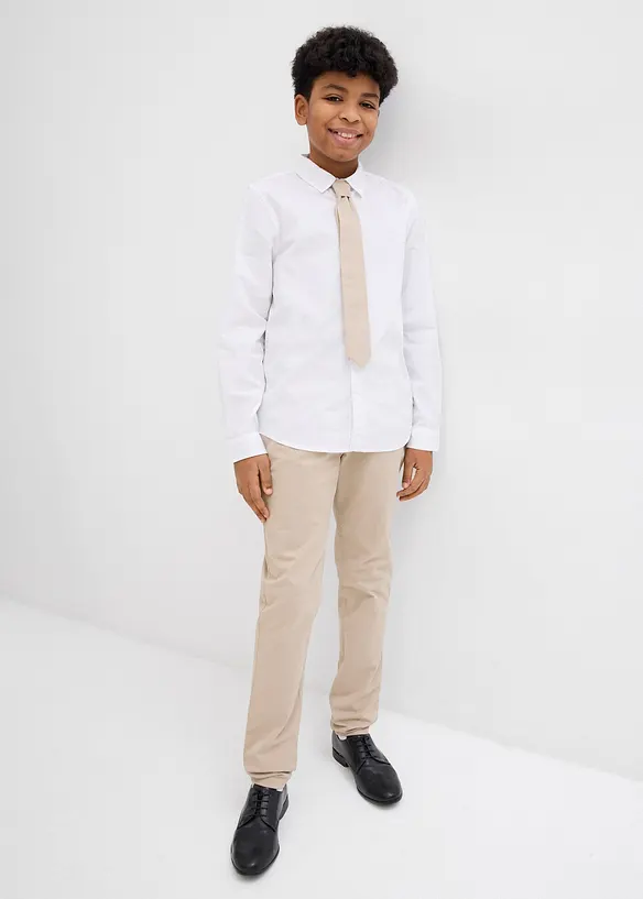 Chino, overhemd en stropdas (3-dlg. set), bonprix
