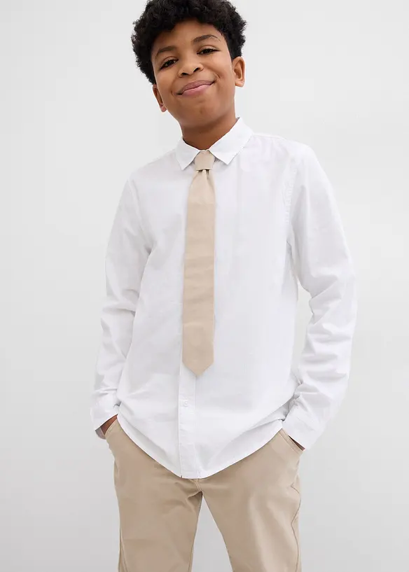 Chino, overhemd en stropdas (3-dlg. set), bonprix