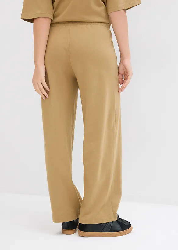 Wijde jersey broek van interlock, bonprix