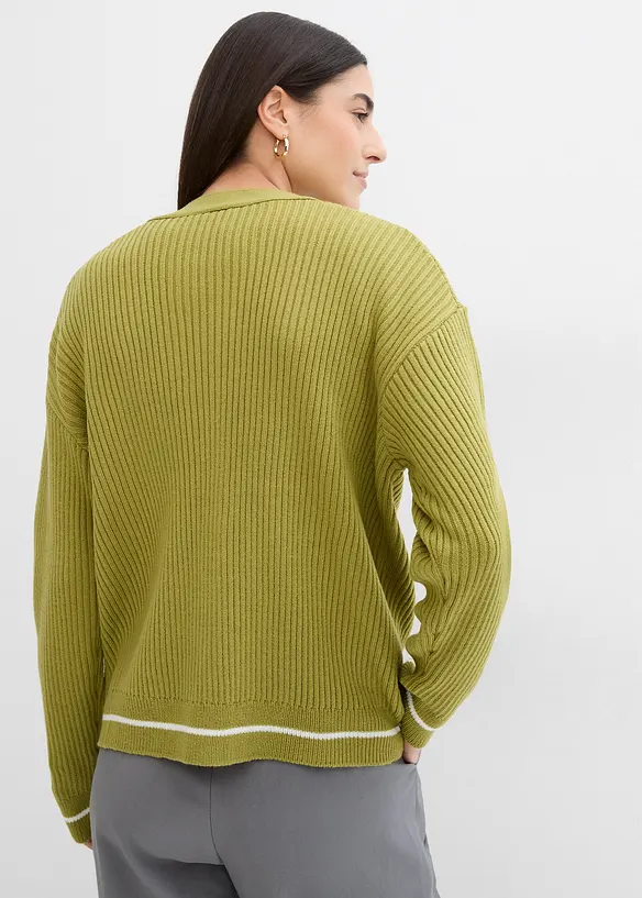 Oversized gebreid vest met borduursel, bonprix