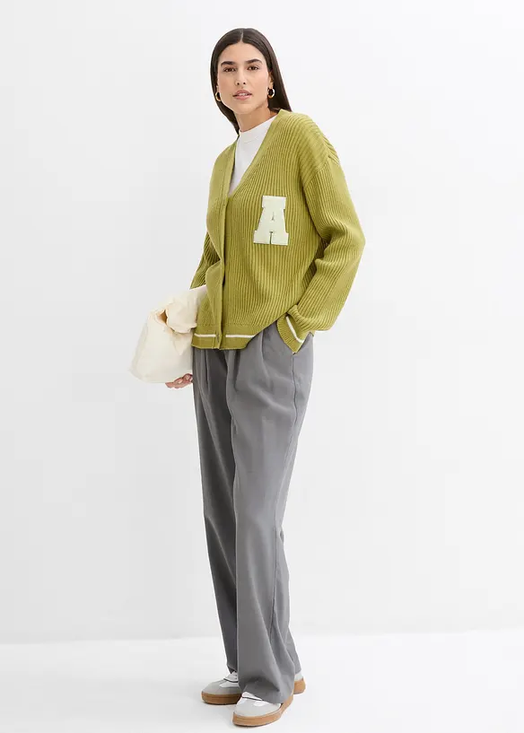 Oversized gebreid vest met borduursel, bonprix