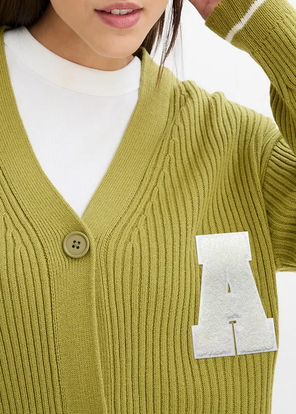 Oversized gebreid vest met borduursel, bonprix